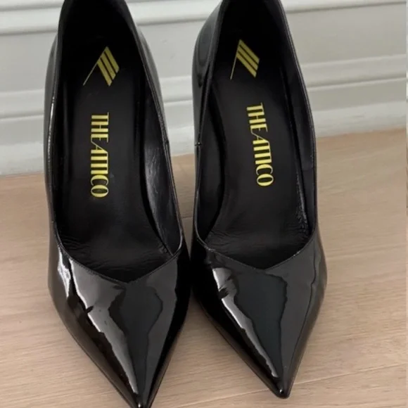 The Attico Black Patent Pointed-Toe Pumps with Sculpted Heel size 41 10.5 - Picture 2 of 10